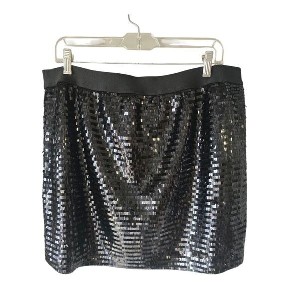 Faith 21 Glittery Sequin Short Skirt Black 1X Women Pull On Party Cocktail - Picture 1 of 11